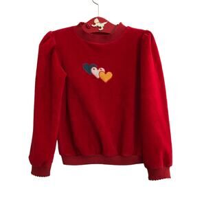 Vintage Red Terry Heart Sweatshirt